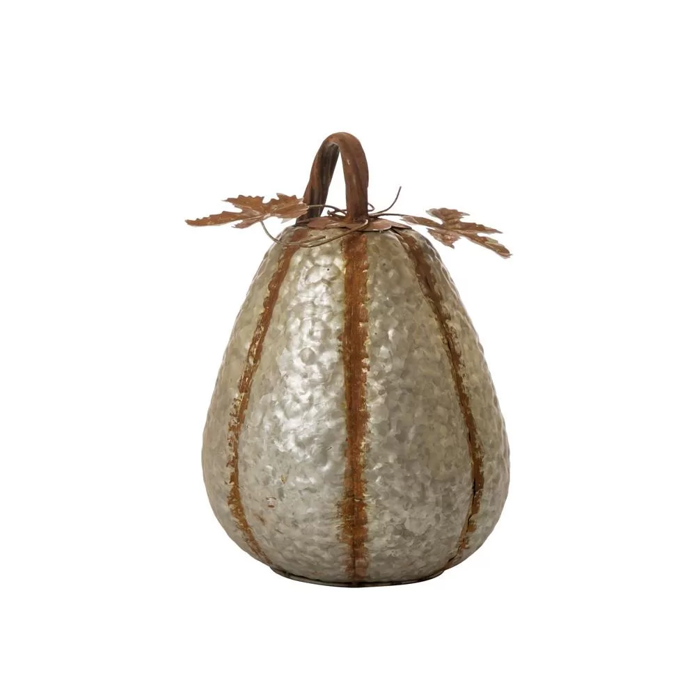 Glitzhome 14 Inch Galvanized Metal Tall Pumpkin Fall Home Decor