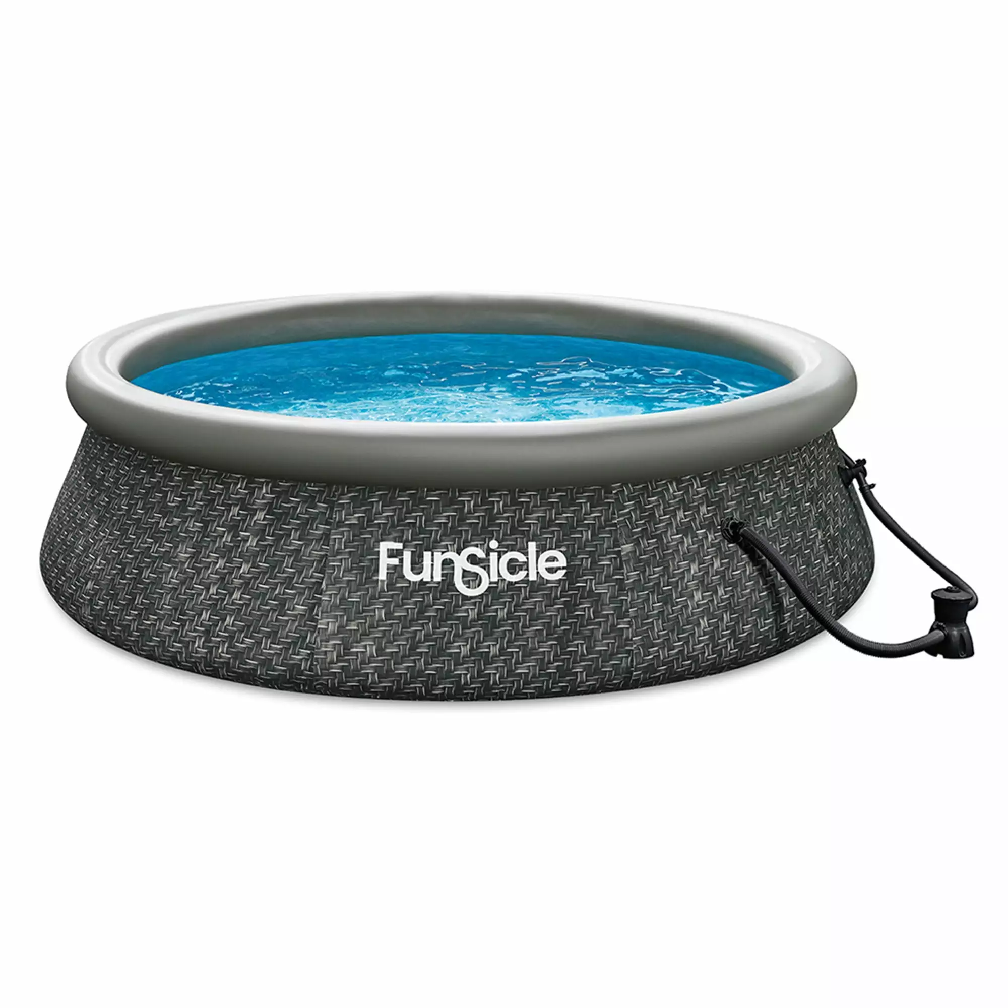 Funsicle 10ft x 30in Round QuickSet Designer Above Ground Pool Dark Herringbone Cartridge Filter Pump 10ft