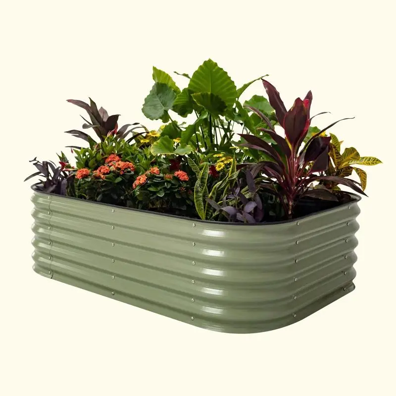 Vego Garden 17 H Metal Modular Raised Garden Bed Olive Durable Outdoor Planter