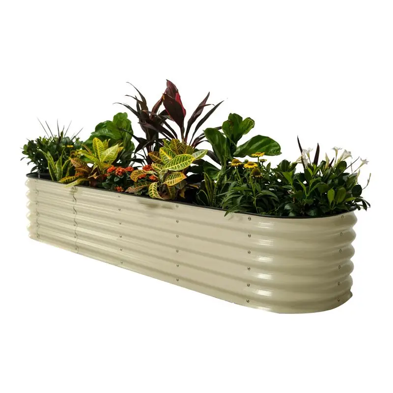 Vego Garden 17 H Metal Modular Raised Garden Bed Pearl Stylish Outdoor Planter