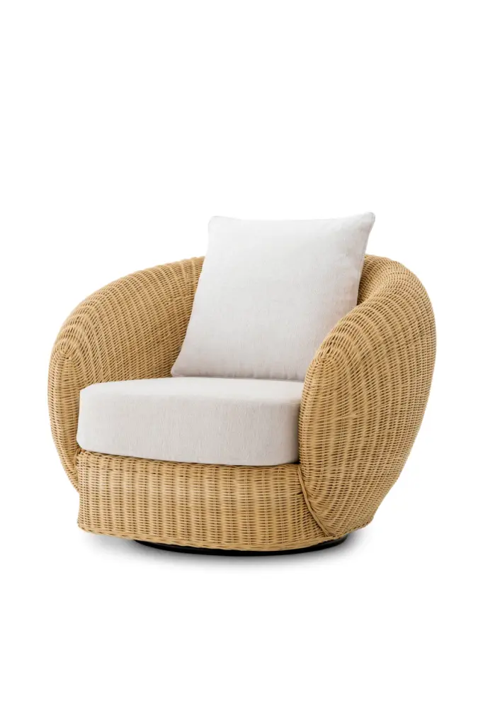 Curved Natural Rattan Chair Eichholtz Rafael Bohemian Outdoor Seating