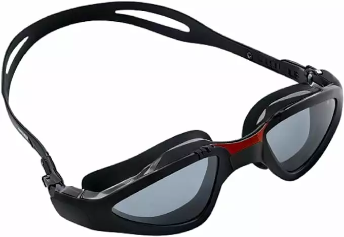 CRG Sports UV Protection Anti-Fog Adult Adjustable Swimming Goggles Black Red Unisex