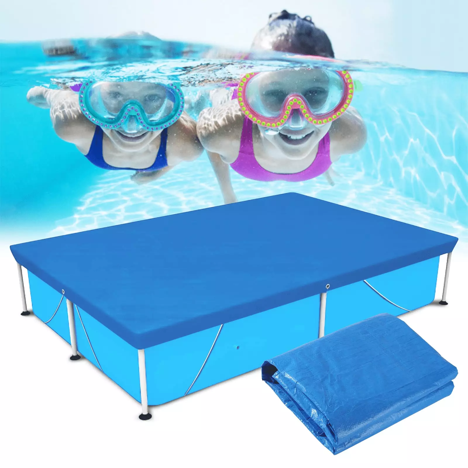Rectangle Swimming Pool Cover 7.2ft X 4.9ft Dustproof Waterproof 102