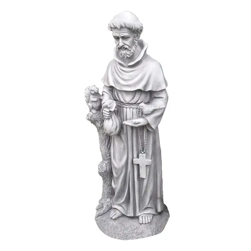 Alpine Gray Fiberglass 31 Inch H St. Francis Statue Garden Decor