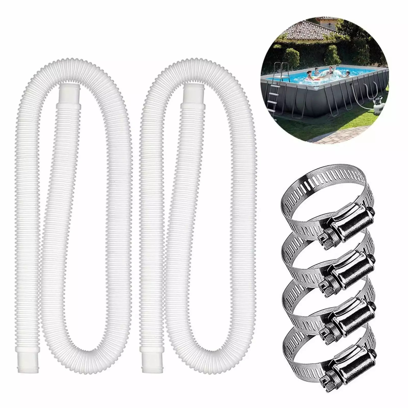 1.25 Inch Pool Pump Replacement Hoses Above Ground Pools Pool Hoses Intex Coleman Pool Filter Pump 607 637 4 Clamps