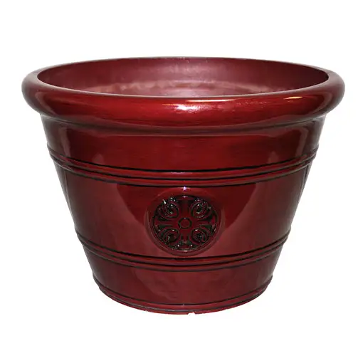 Southern Patio HDP-012498 Modesto Planter Oxblood 15.25 Inch Outdoor Plants