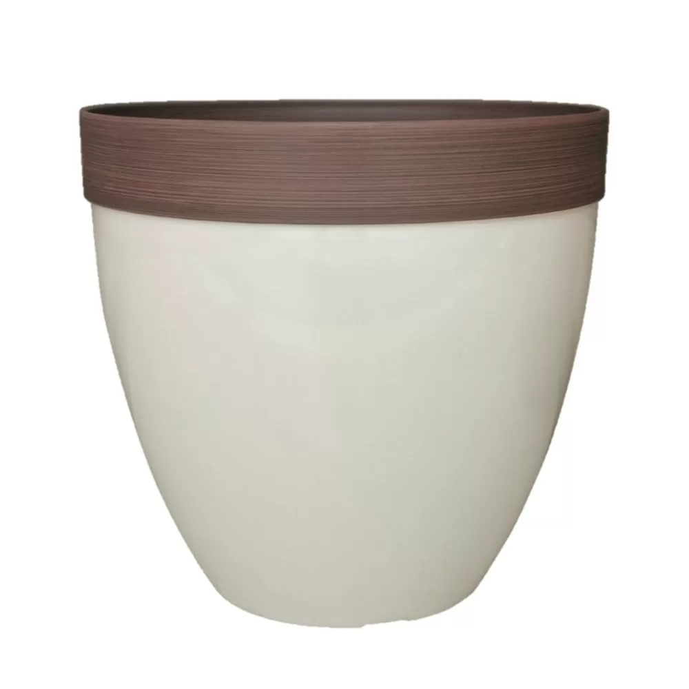 Southern Patio HDR-077091 Dark Beige Resin Hornsby Planter 15 Inch Outdoor