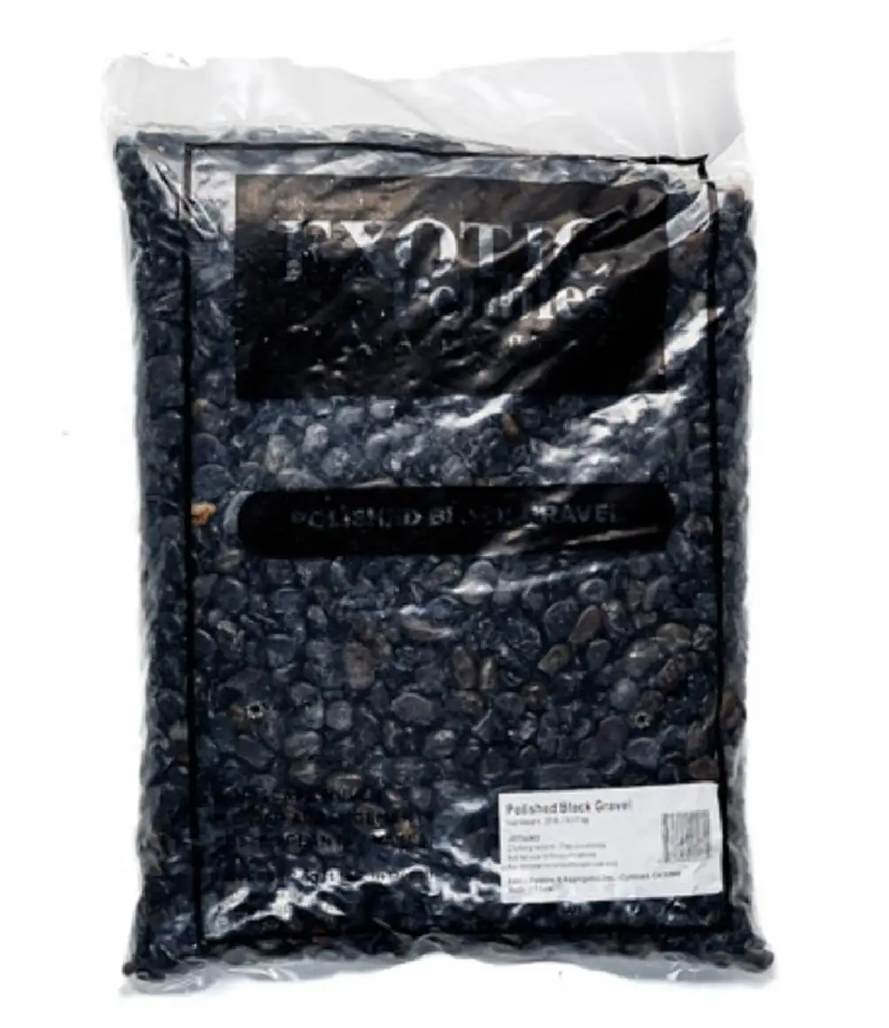 Exotic Pebbles & Aggregates Polished Black Gravel Bag - Decorative Landscaping Stones
