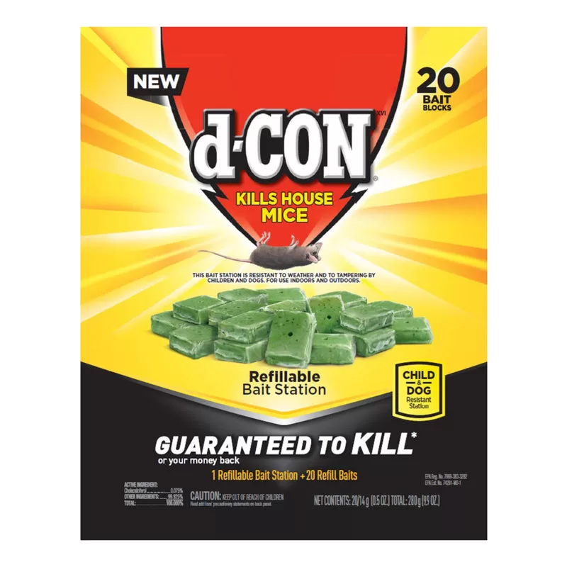 D-Con 1920098345 Mice Refillable Bait Station And Bait 20 Count Rodent Control