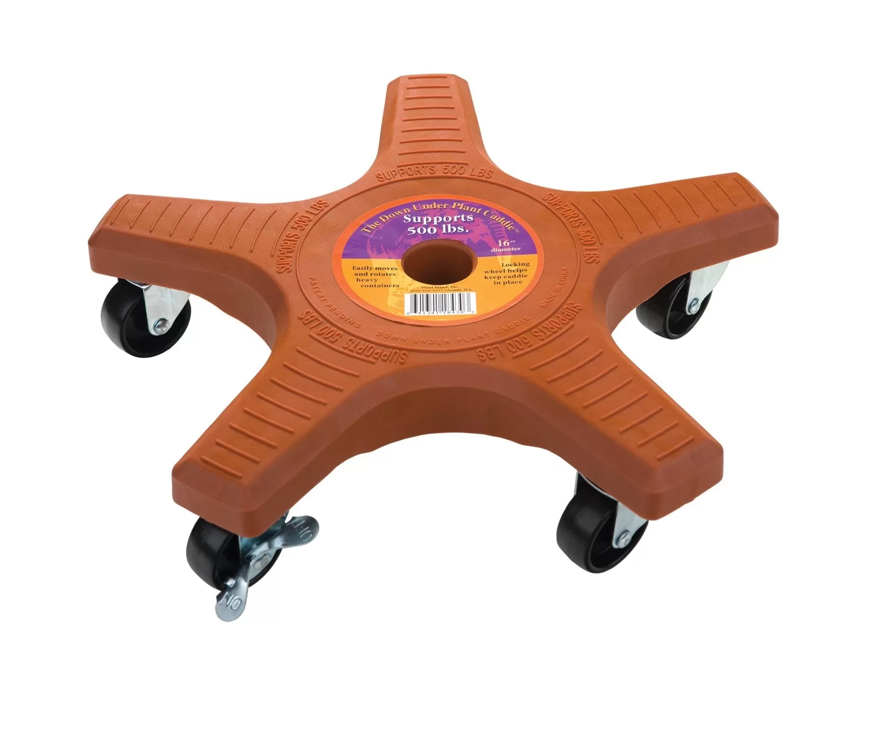 Down Under 18430 Plant Caddy 16 Inch Terra Cotta Rolling Plant Stand
