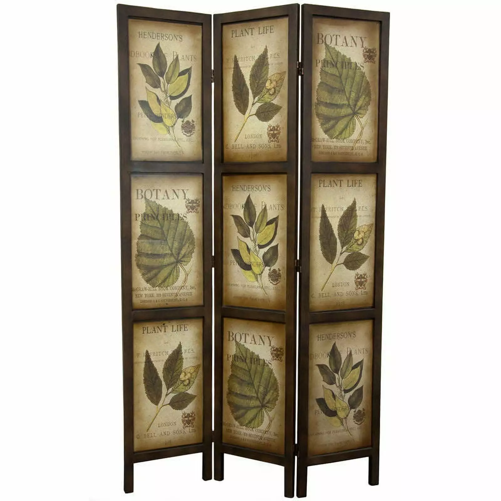 3-Panel Double Sided Floral Botany Plant Life Room Divider Fast Furnishing