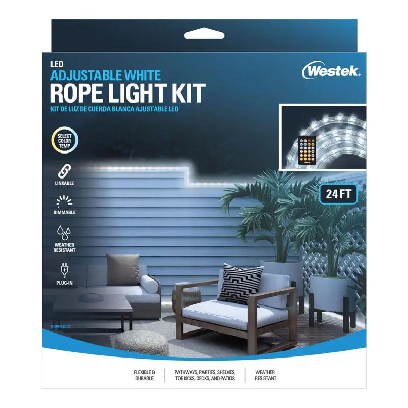 Westek 24 ft. L White Plug- LED Rope Light Kit 548 lm Decorative Lighting