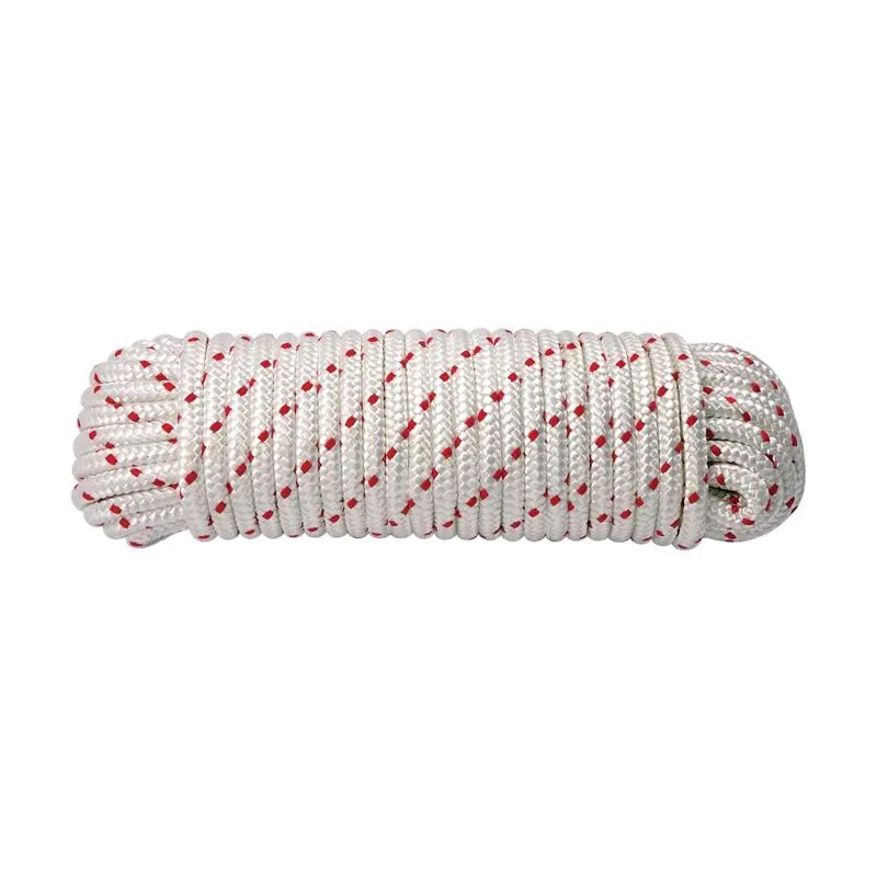 Koch 7/16 D X 100 ft L Red White Diamond Braided Polyester Rope Durable Marine Grade