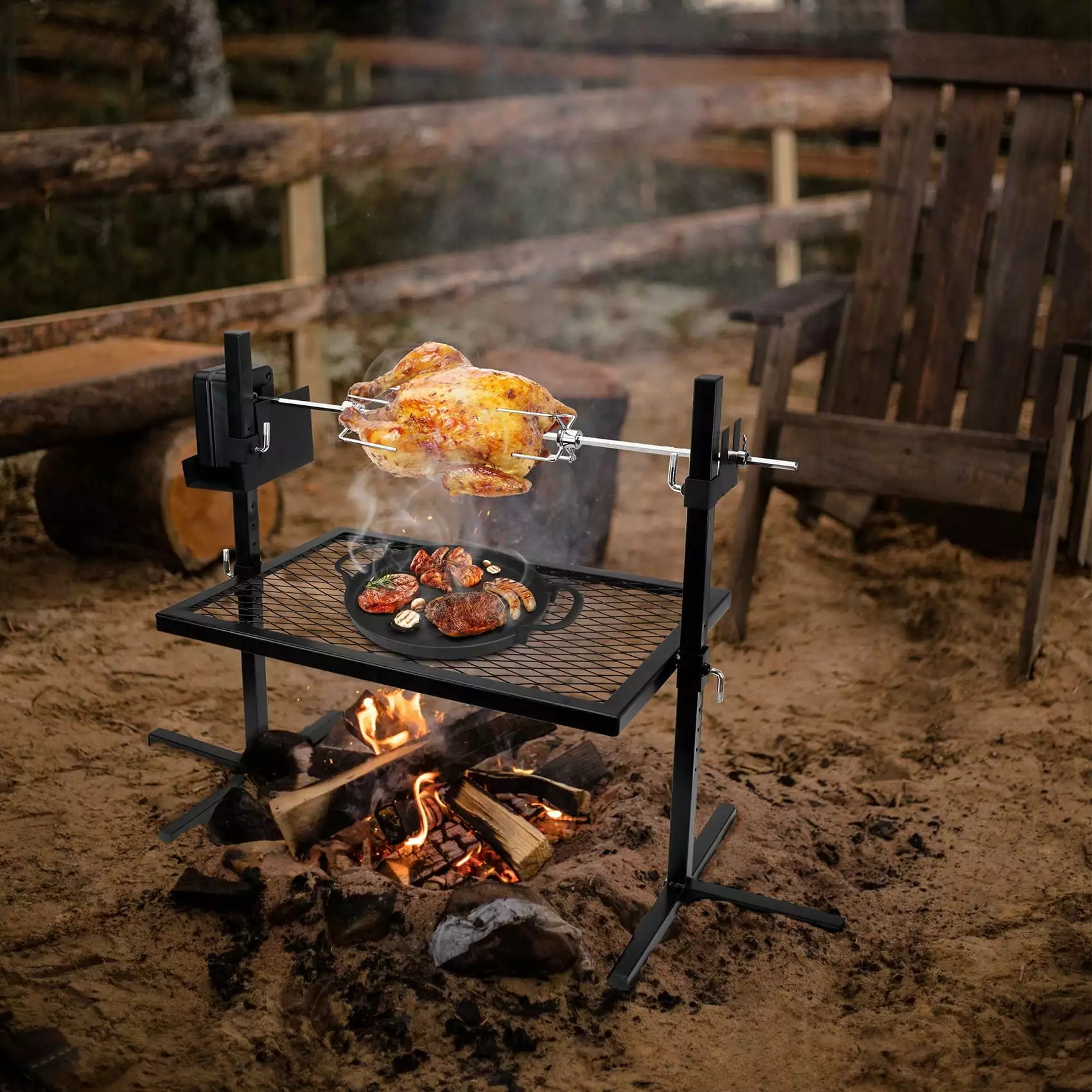 Only Fire 360 Adjustable Electric BBQ Rotisserie Grill and Spit Kit Onlyfire