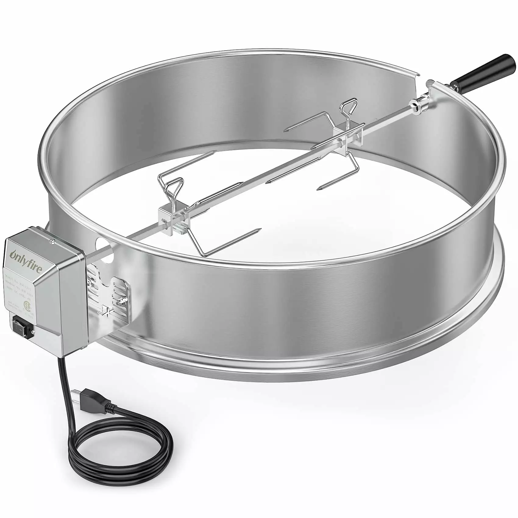 Only Fire Stainless Steel Rotisserie Ring Kit Weber 22 Inch Charcoal Kettle and Similar Grills Onlyfire