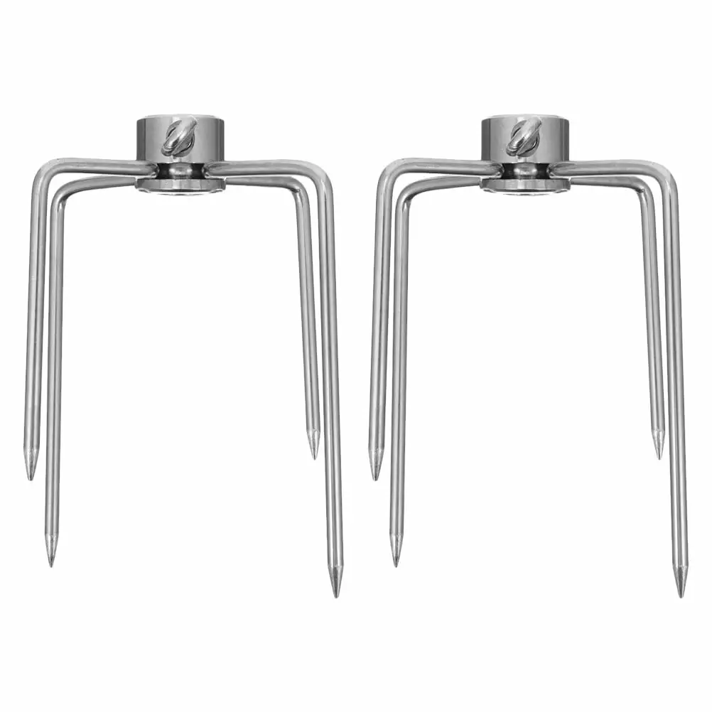 Rotisserie Meat Fork Grill Spit 4 Prong Square Spit Rods 2pcs Barbecue Accessories COLO