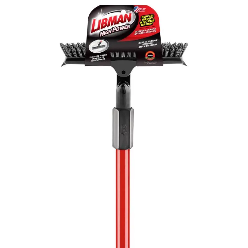 Libman 10 . W Stiff Bristle 60 . Steel Handle Swivel Grout & Scrub Brush Pack 6