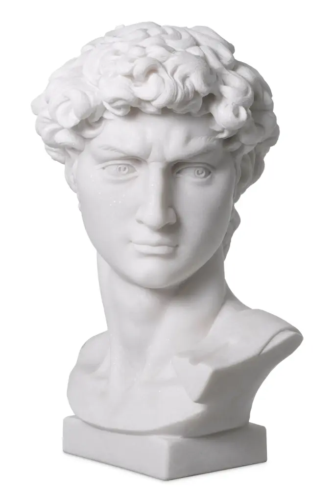 White Marble Head Sculpture Eichholtz David Elegant Art Piece