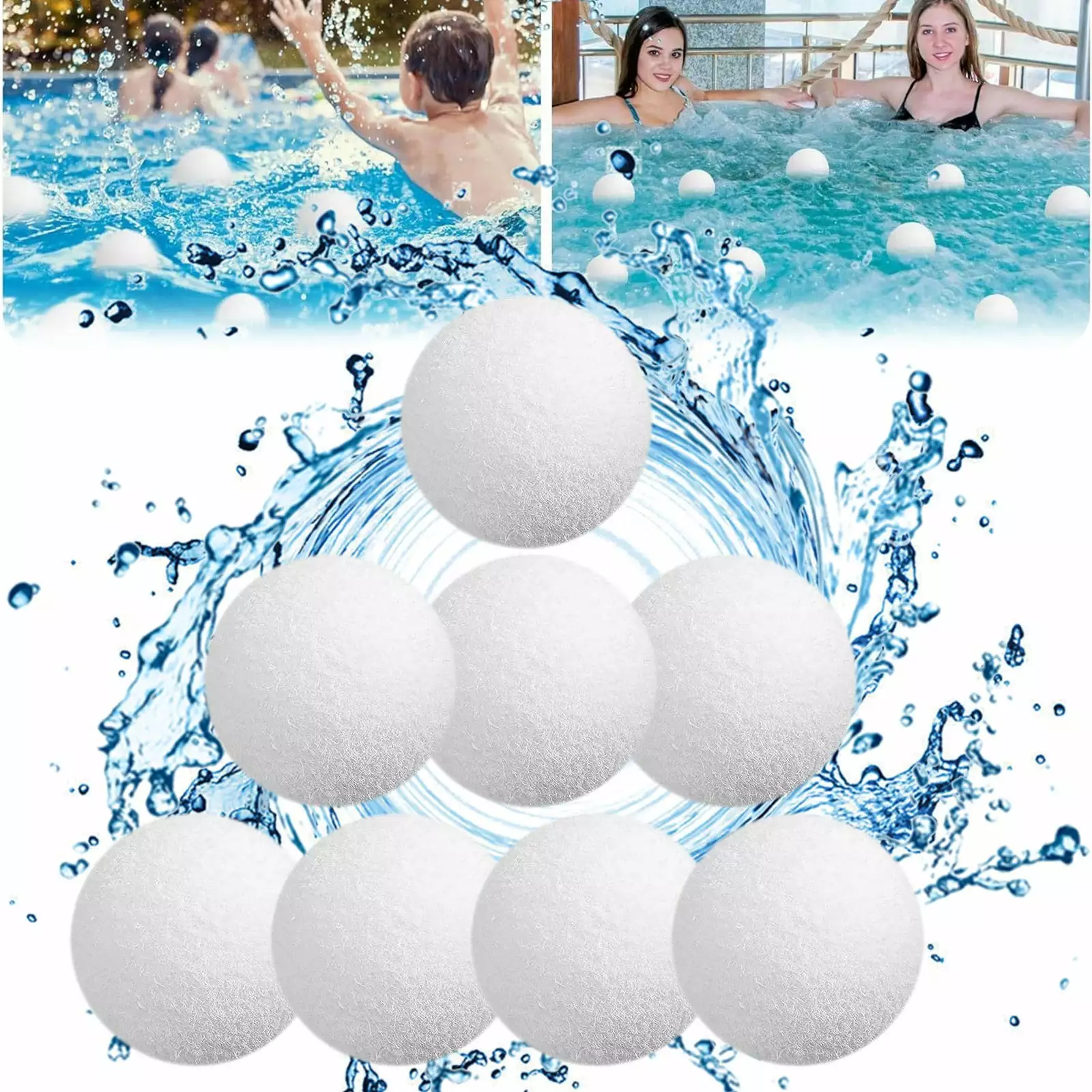 Meiiso Therapeutic Hot Tub Scum Ball 8pcs - High-Quality Bathroom Products