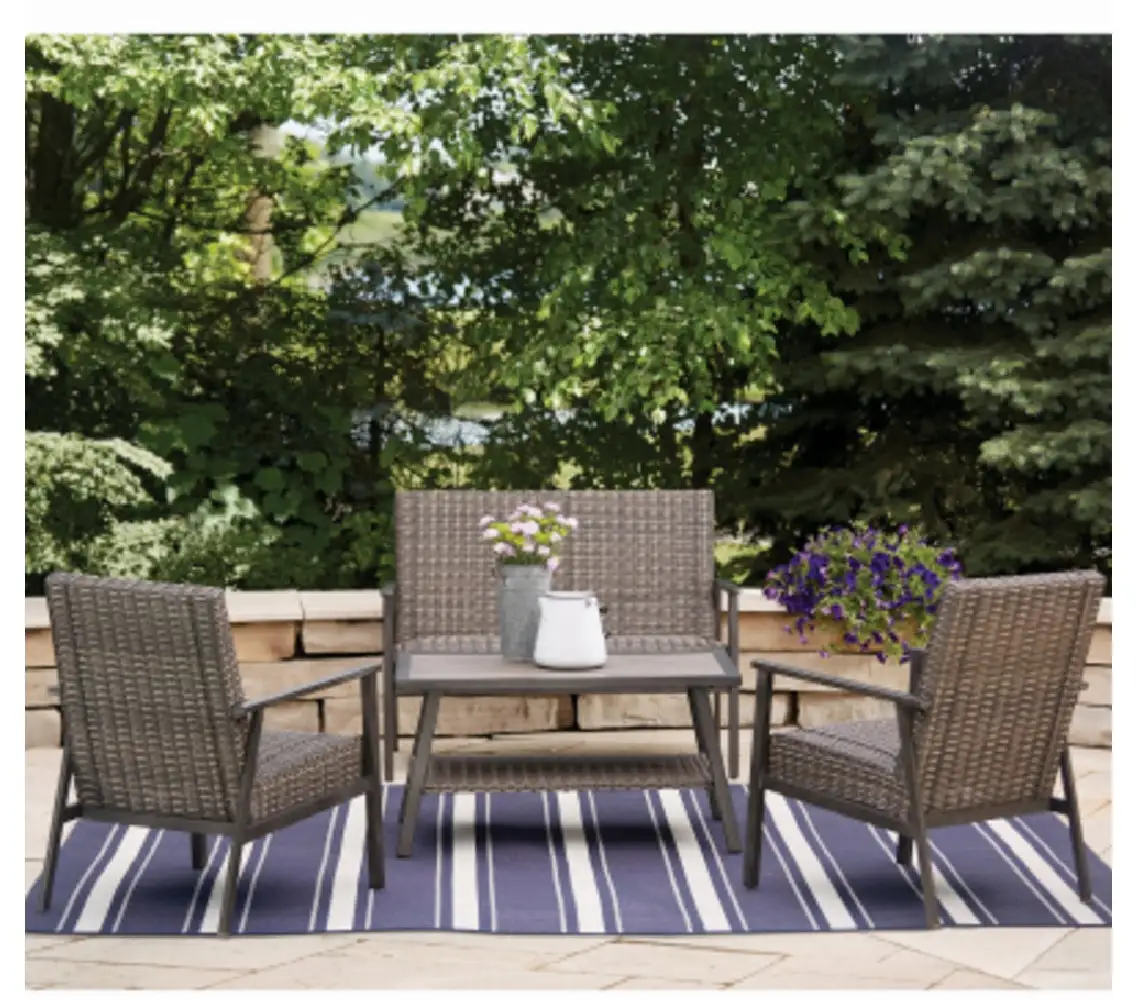 Four Seasons Courtyard Nantucket Steel Padded Woven Seating Set S4-B2T00500 Outdoor Furniture