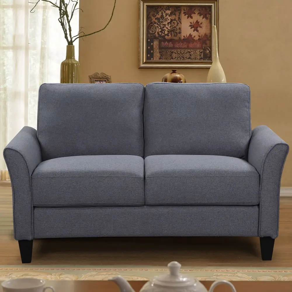 Kepooman 3P+2P Black Fabric 5-Seater Sectional Sofa Wooden Frame Living Room
