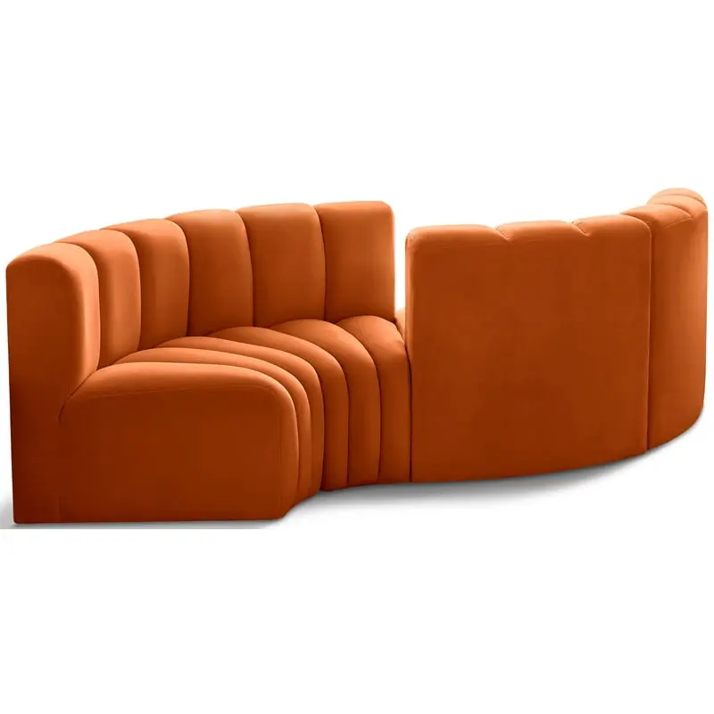 Meridian Furniture Arc Cognac Velvet Modular Sofa - Elegant Living Room Centerpiece