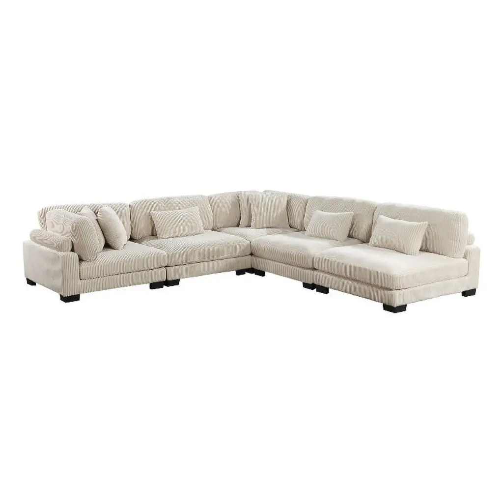 Pemberly Row 5-Piece Upholstered Corduroy Fabric Modular Sectional Beige