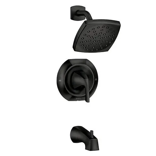 Moen Lindor Matte Black Posi-Temp Tub Shower - Modern Bathroom Fixture