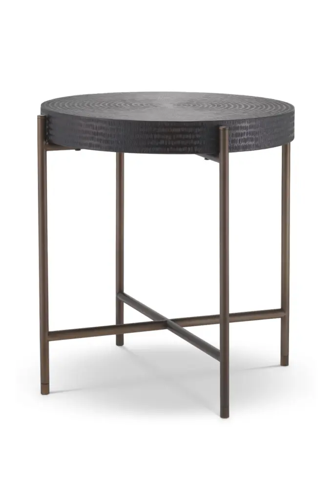 Round Gunmetal Side Table Modern Living Room Furniture Eichholtz Nikos