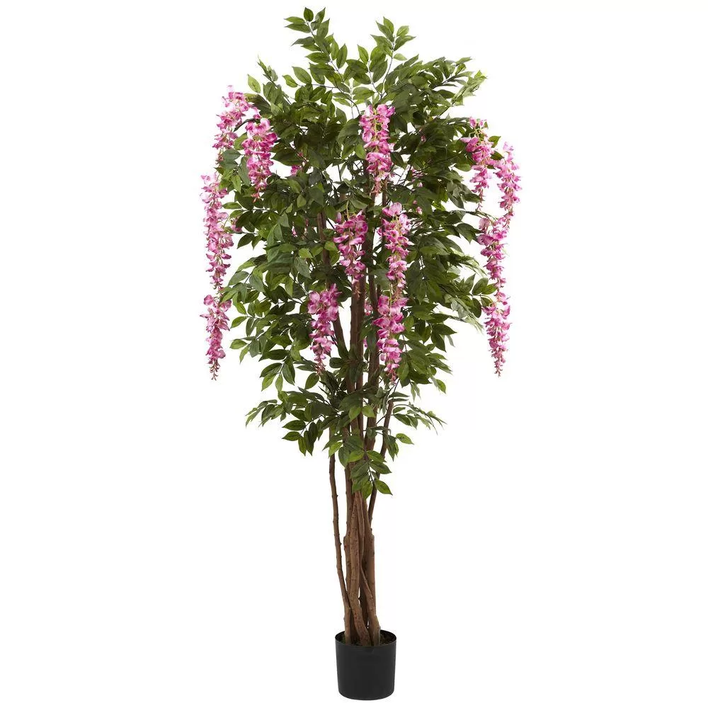 Nearly Natural 6.5 ft. Wisteria Silk Tree Indoor Outdoor Decor