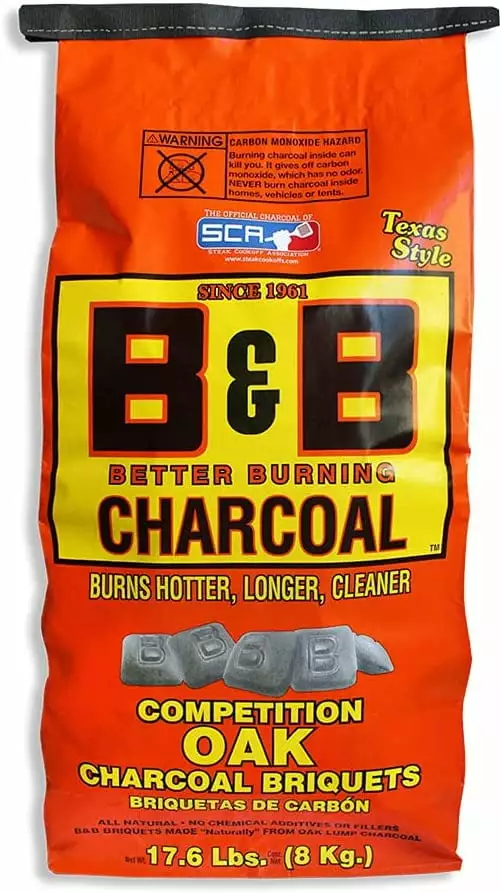 B&B Charcoal Slow Burning Oak Charcoal Briquettes All Natural Smoky Flavoring 17.6 Pounds SET 4 LAMYOO
