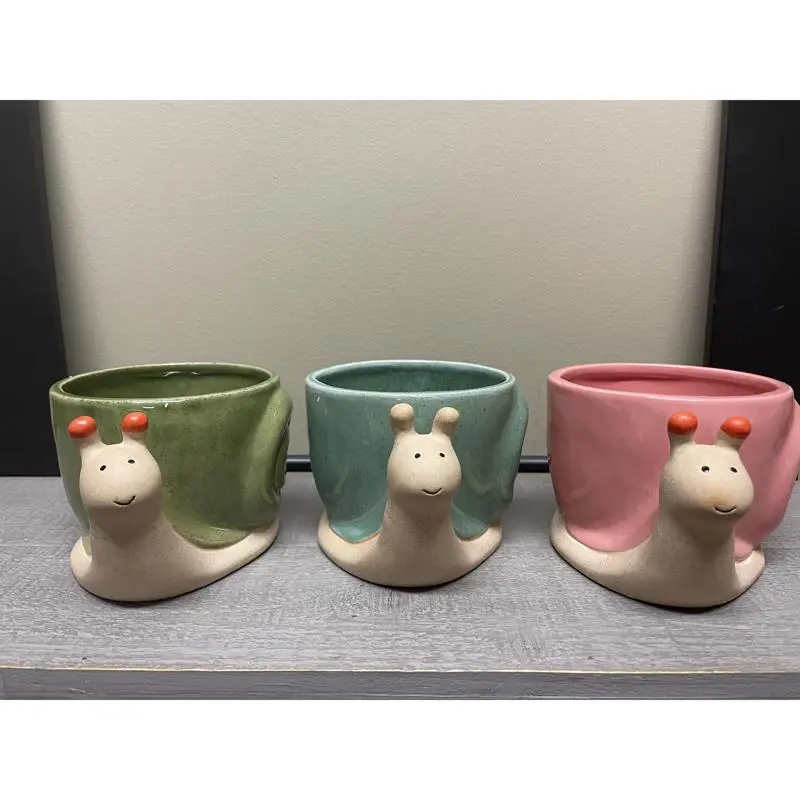 Sullivans Assorted Ceramic 3.5 . H Snail Planter Pack 3 Garden Decor