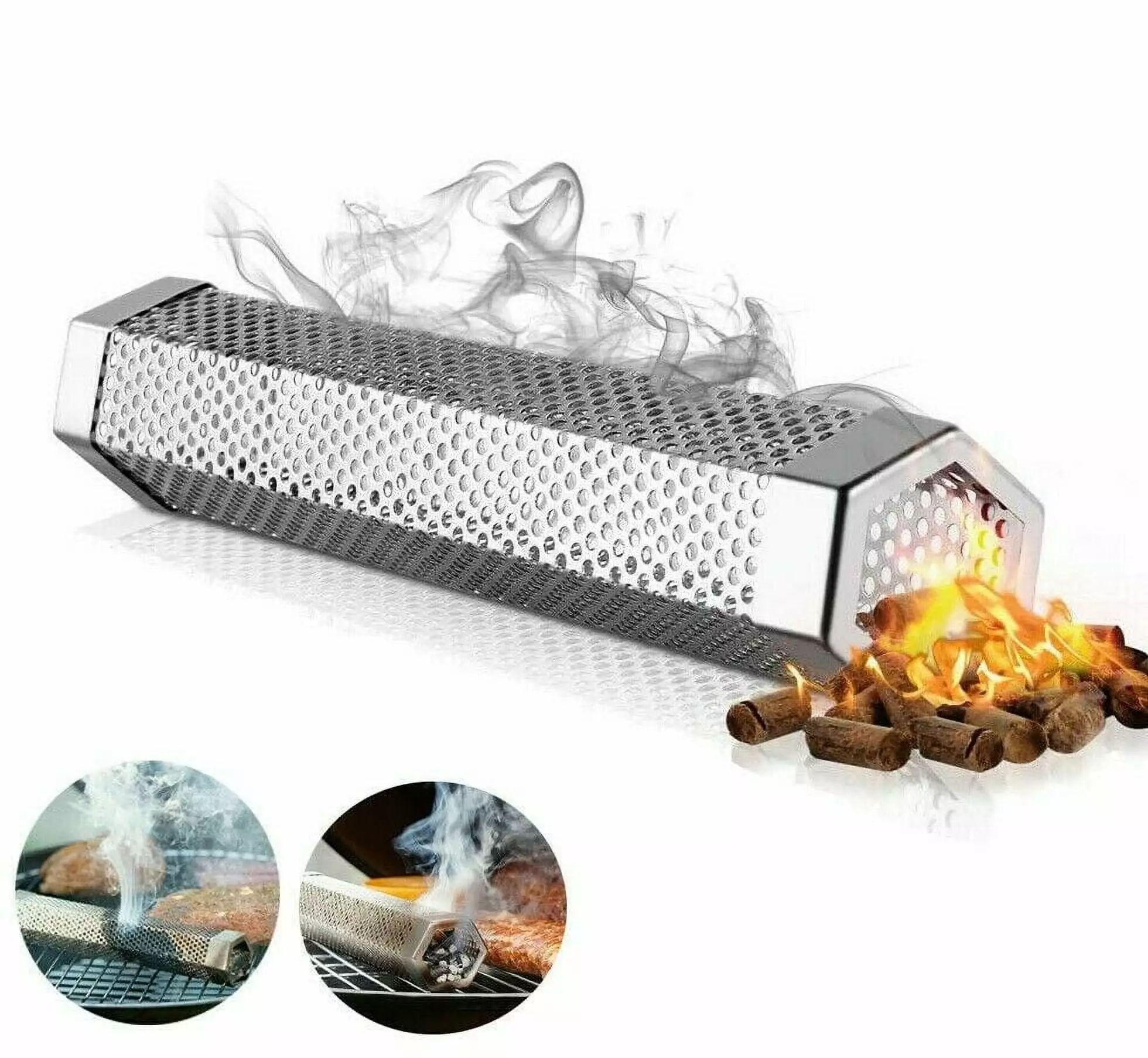 Stainless Steel BBQ Grill Smoker Box Tube Wood Pellet Pipe Smoking Meat