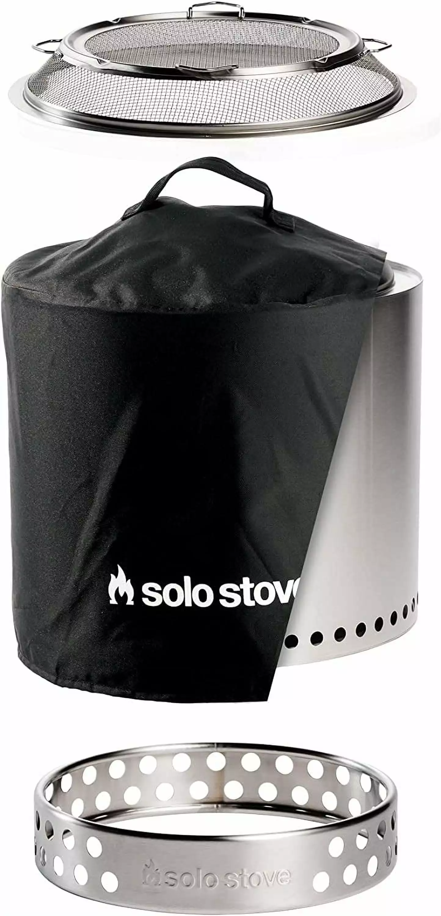 Solo Stove Ranger Big Yard Bundle 2.0 Smokeless Fire Pit Stand Shield Shelter Portable Wood Burning