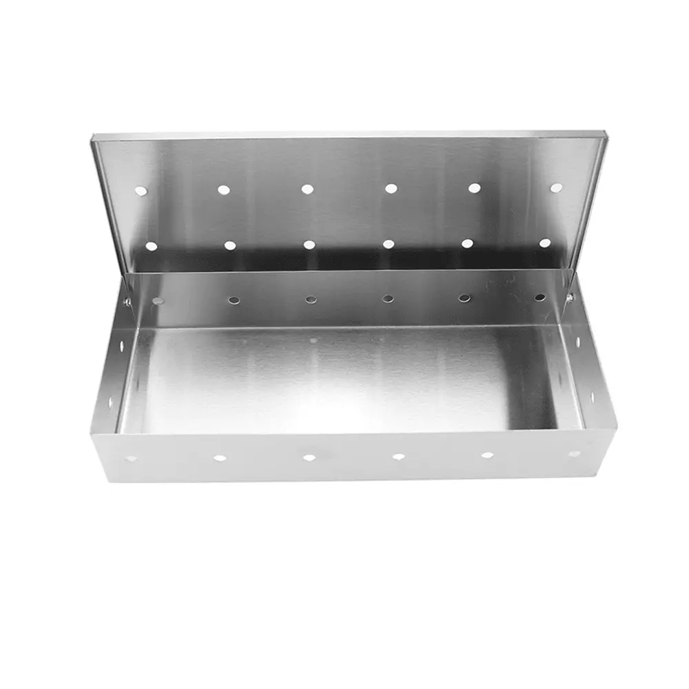 Stainless Steel Smoker Box Hinged Lid Gas and Charcoal Grills 22X9.5X4cm Travel-Friendly BBQ Accessory QYXJXY