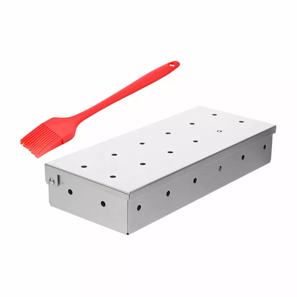 Stainless Steel Smoker Box Grill Wood Chips Charcoal or Gas Barbecue Grilling Accessories