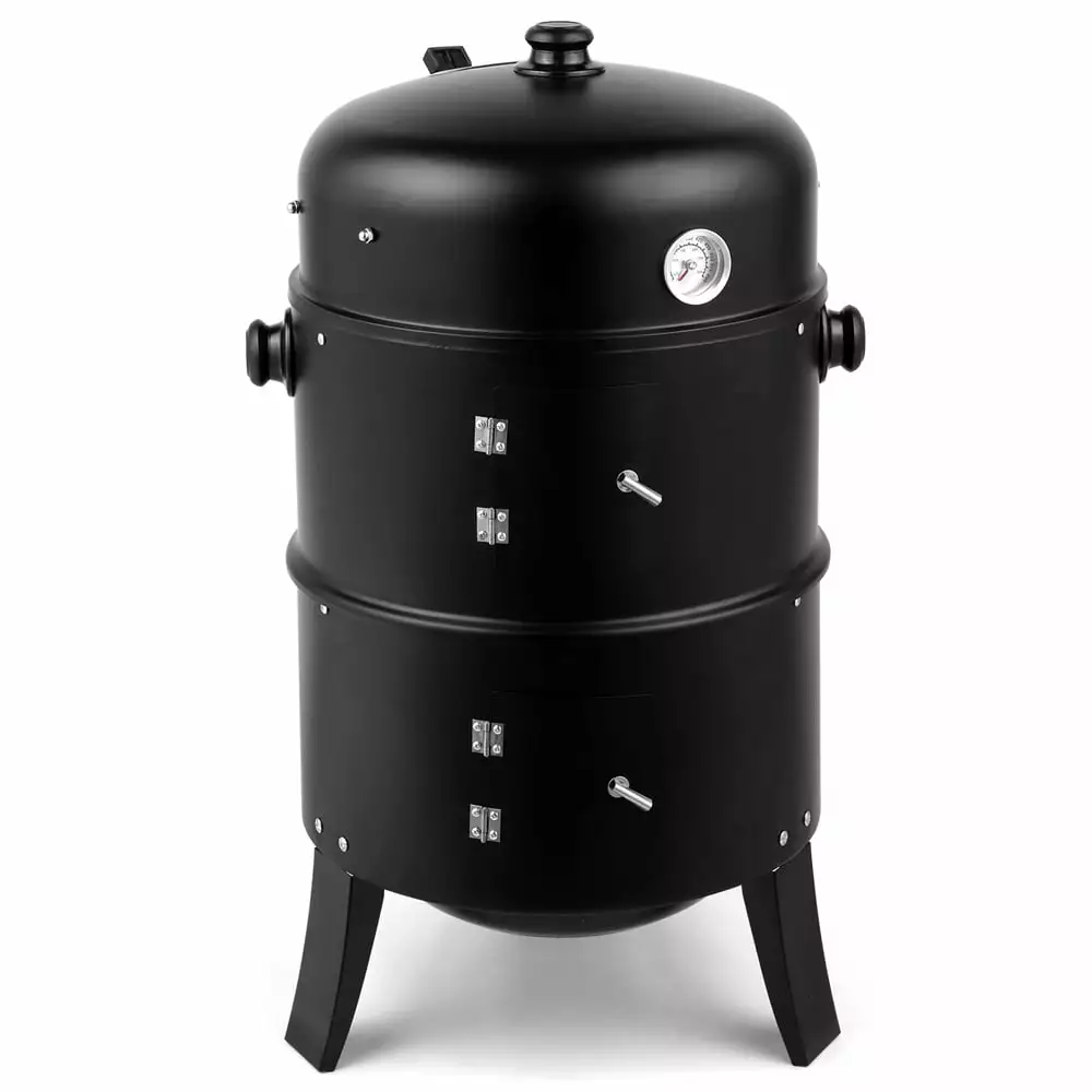 Tcbosik Outdoor Metal Smoker Grill Vertical Heavy Duty Charcoal BBQ Thermometer Camping