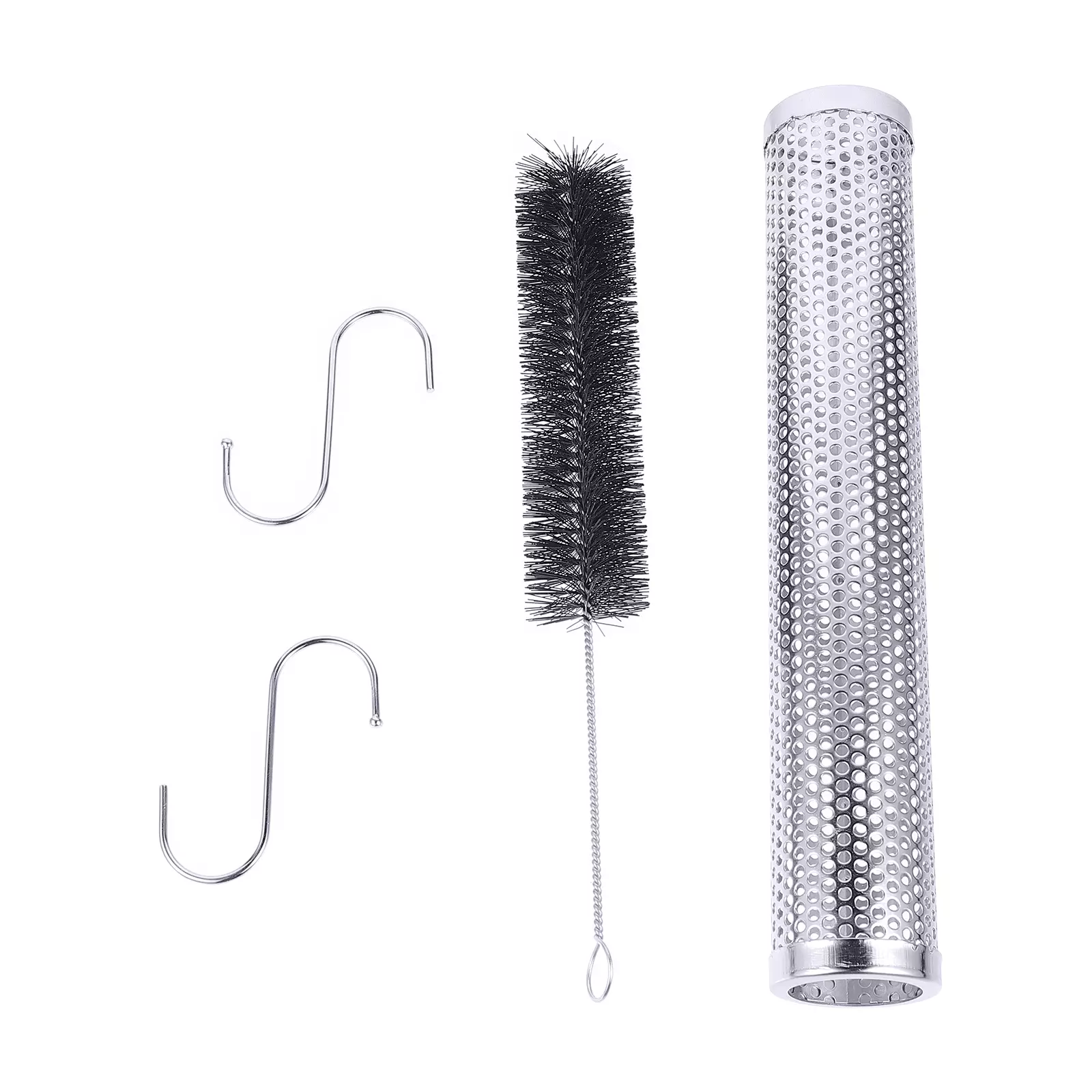 1 Set Anti-rust BBQ Smoker Tube Practical Outdoor Barbecue Smoker Silver Homemaxs