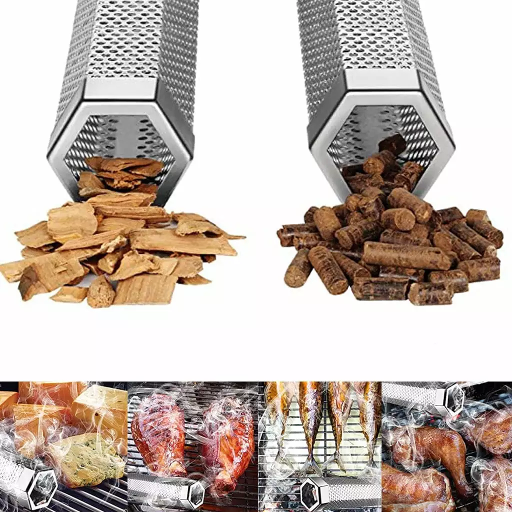 PATLOLLAV Hexagonal Pellet BBQ Smoker Pipe 8 inch Stainless Steel Grill Smoker Tube