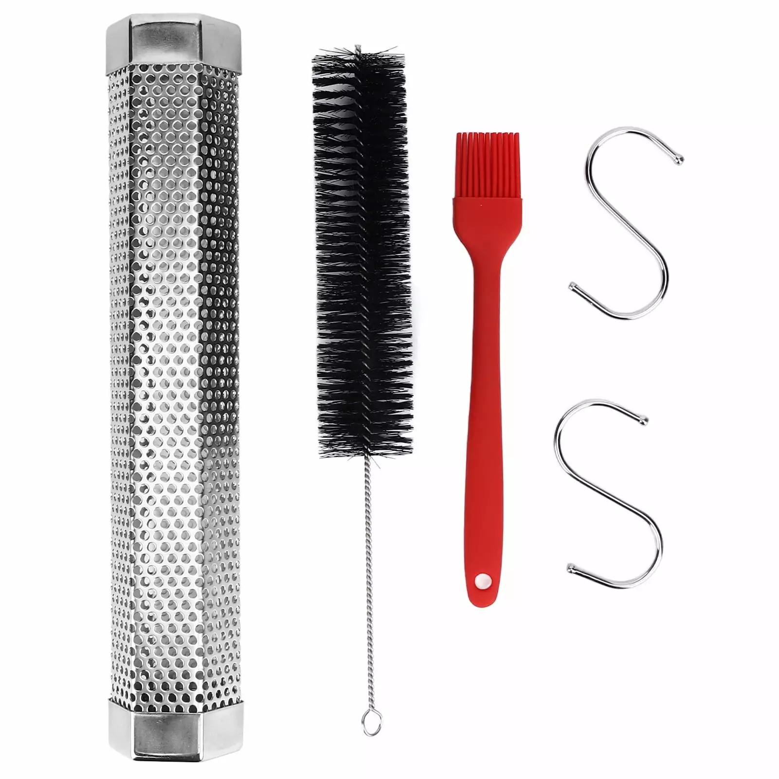 12 Inch Stainless Steel Pellet Smoker Tube BBQ Smoked Box Brush and Hook YaoFengYing12
