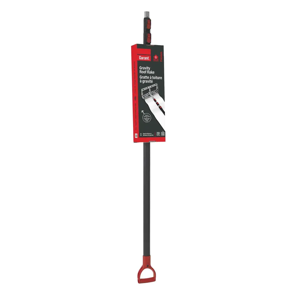 Gravity 20' Telescopic Snow Rake 5' Roof Glide Carpet, 19''