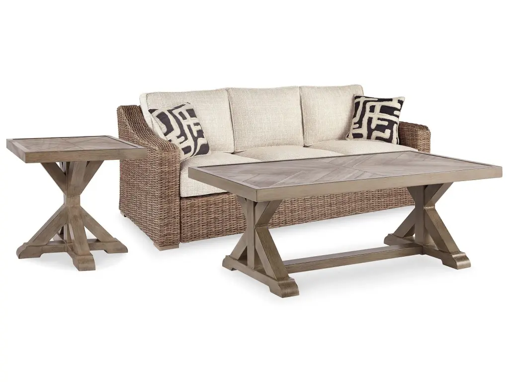Beachcroft Nuvella Sofa Coffee and End Table Outdoor Living