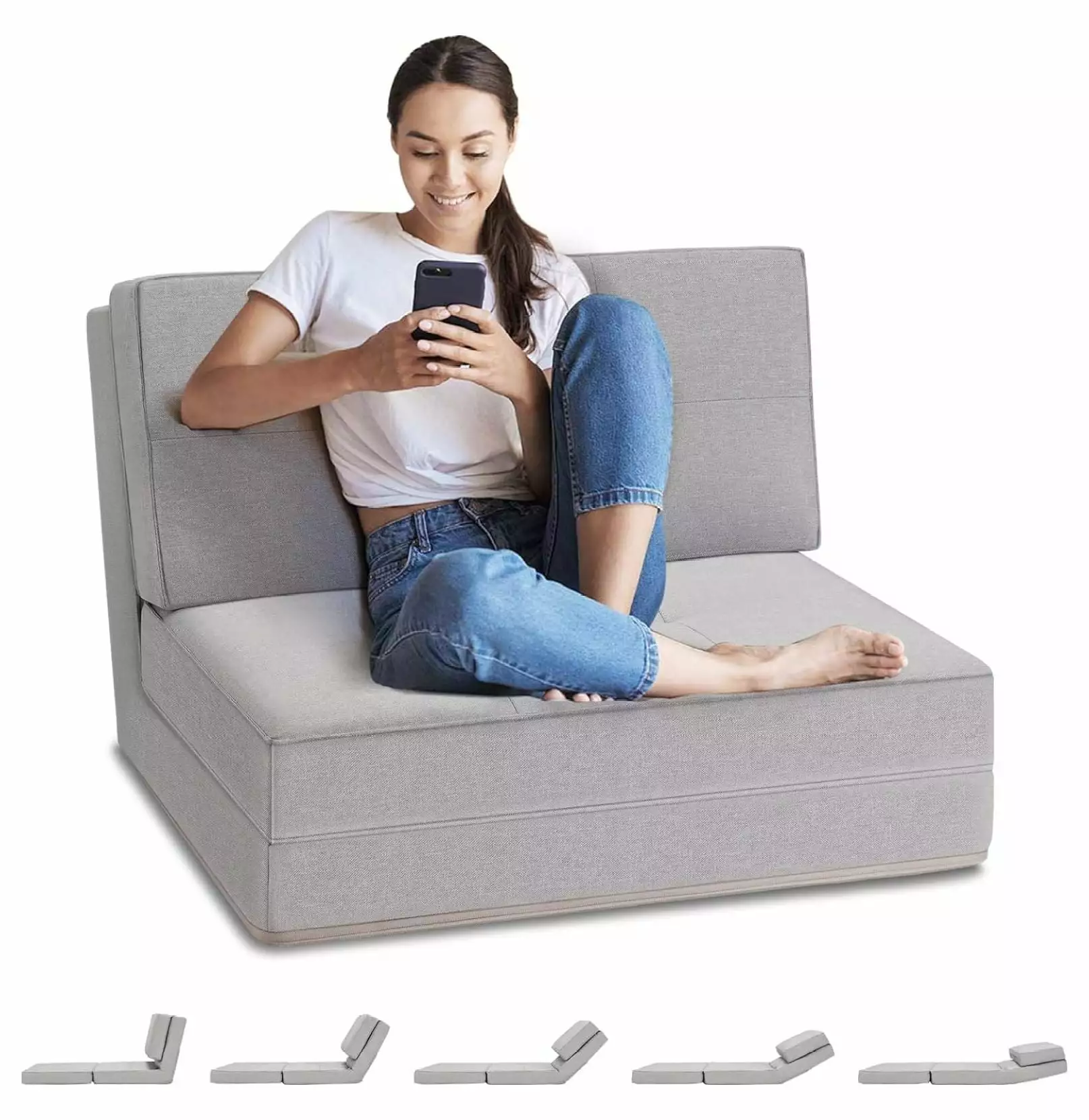3--1 Folding Upholstered Floor Sofa Adjustable Convertible Chaise Lounger Chaise song xiang