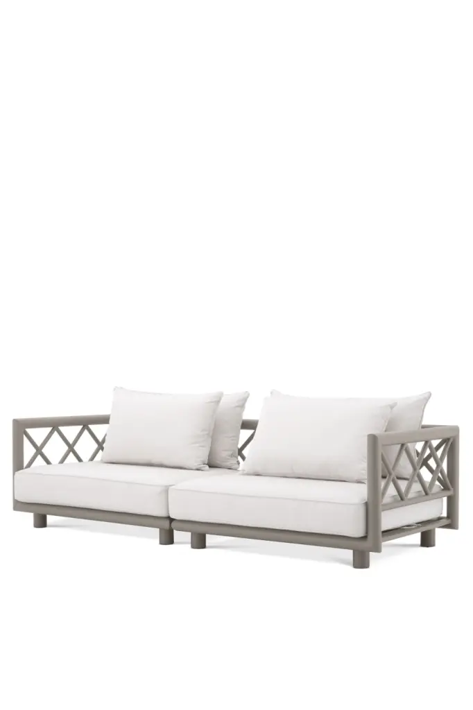 Gray Sunbrella Outdoor Sofa Eichholtz Mandelieu Spacious Weather-Resistant Lounge Furniture