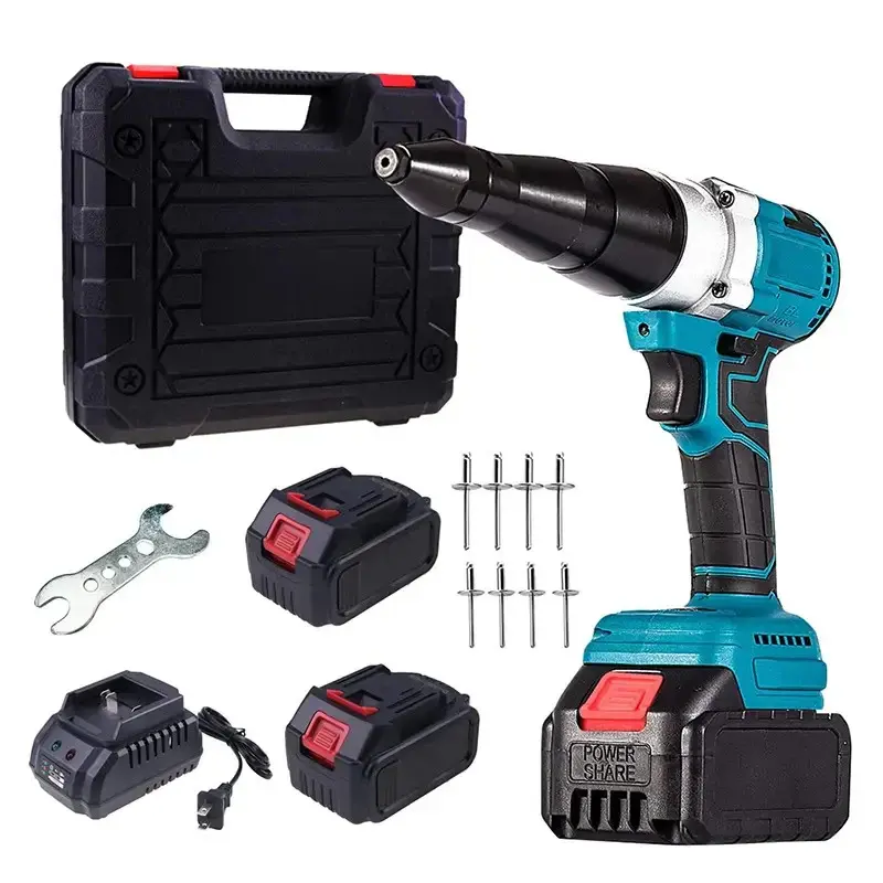21V Mobile Lithium Battery Charging Full-Automatic Core Pulling Rivet Gun Professional Kit Battery and Charger 1/8" 5/32" ...