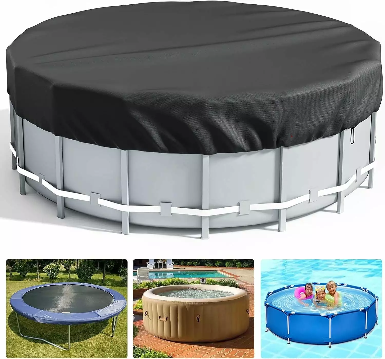 Miheo 18 Ft Round Solar Pool Cover Above Ground Pools Winter Protector 15