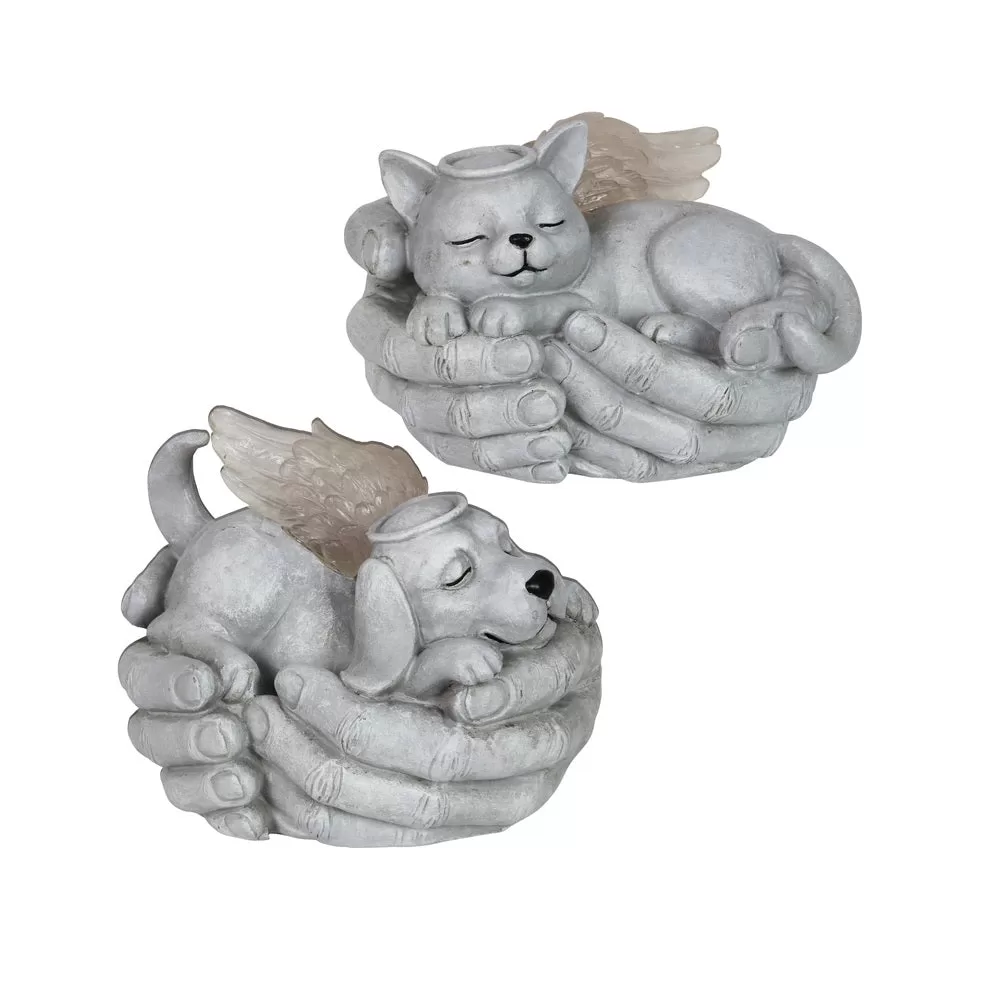 Exhart 54857 Dog Pet Solar Statue 5 Inch Gray Garden Decor