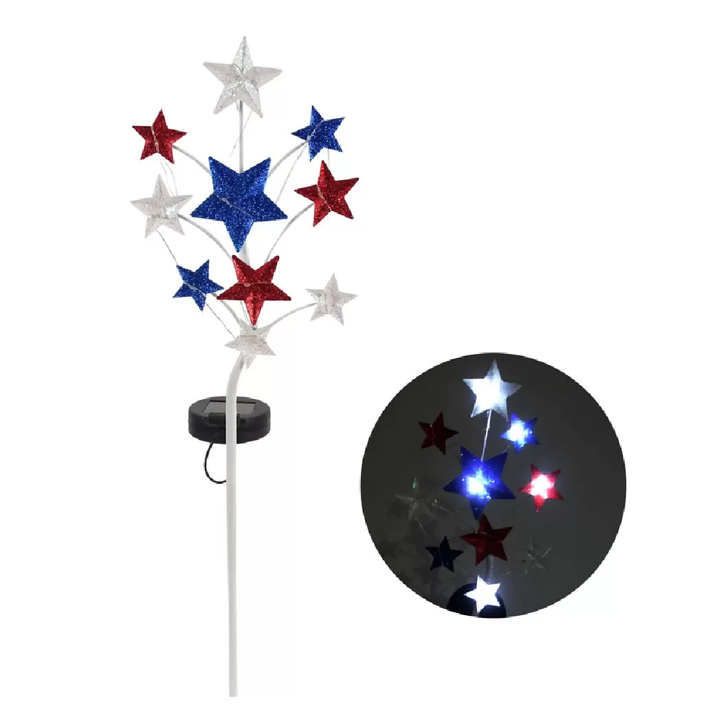 Alpine QLP1387 Star Solar Garden Stake Metal Outdoor Light