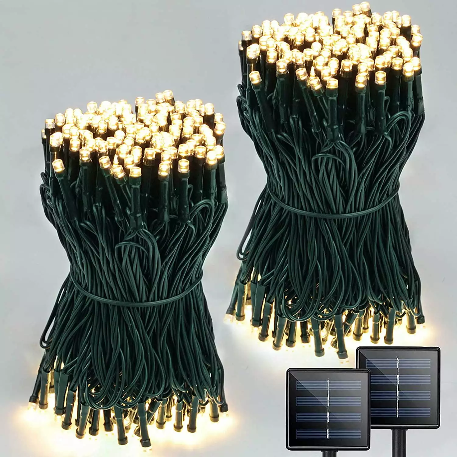 YEOLEH 2Pack Solar String Lights 200 LED 80ft IP65 Waterproof 8 Modes Garden Patio Gazebo Warm White