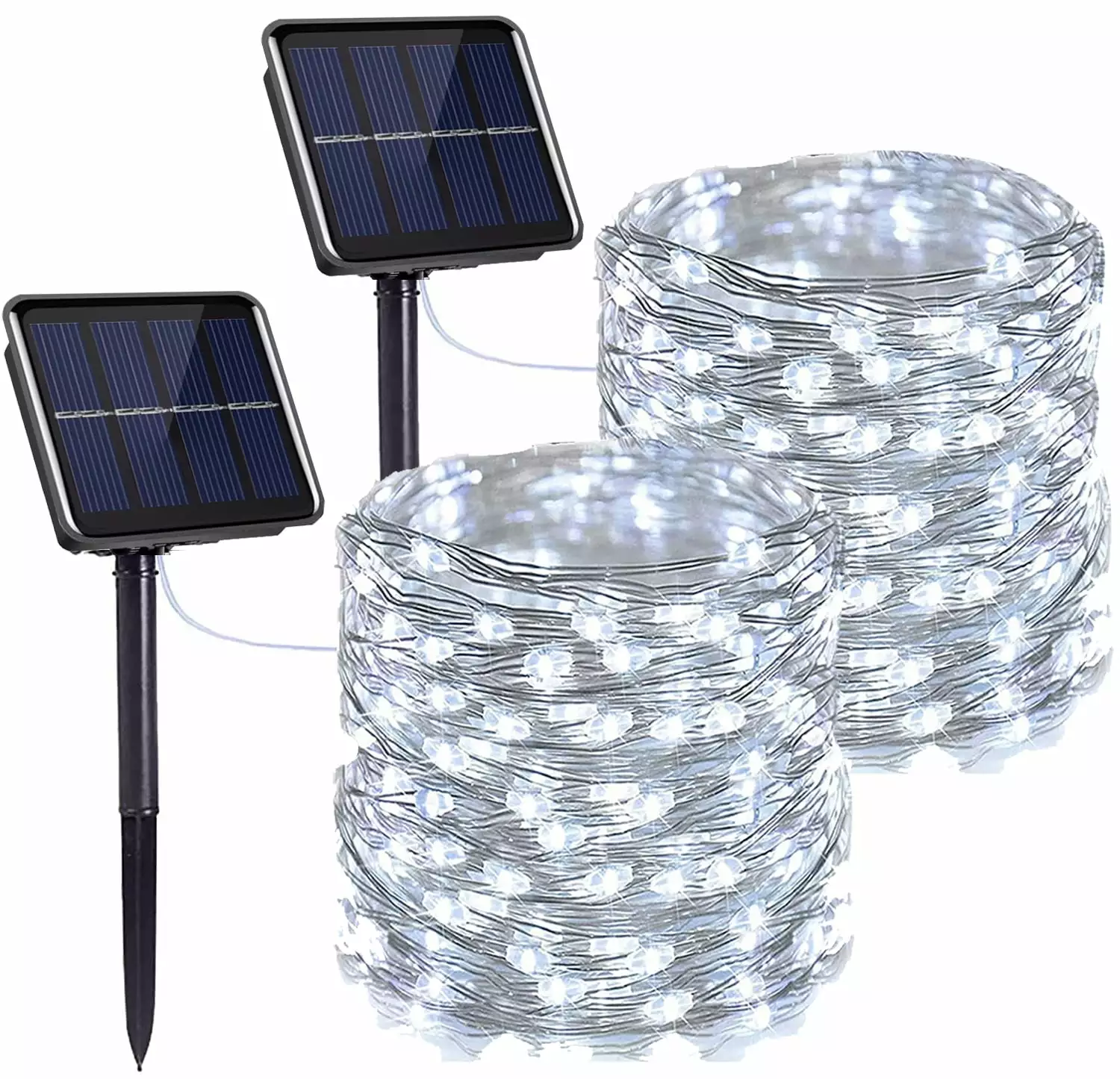 YEOLEH Solar String Lights 33FT 100LED Silver Wire Waterproof 8 Modes Christmas Tree Garden Decor